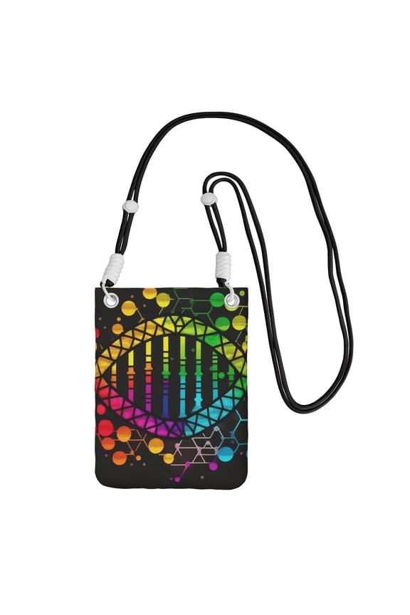 DNA Rainbow LGBT Pride Science Small Crossbody Phone Bag, Cell Phone Purse with Adjustable Removable Strap, Mini Travel Shoulder Pouch