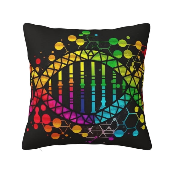 DNA Rainbow LGBT Pride Science Throw Pillow Covers Decorative Pillowcases for Bed Couch Home Decor Car Sofa 18x18