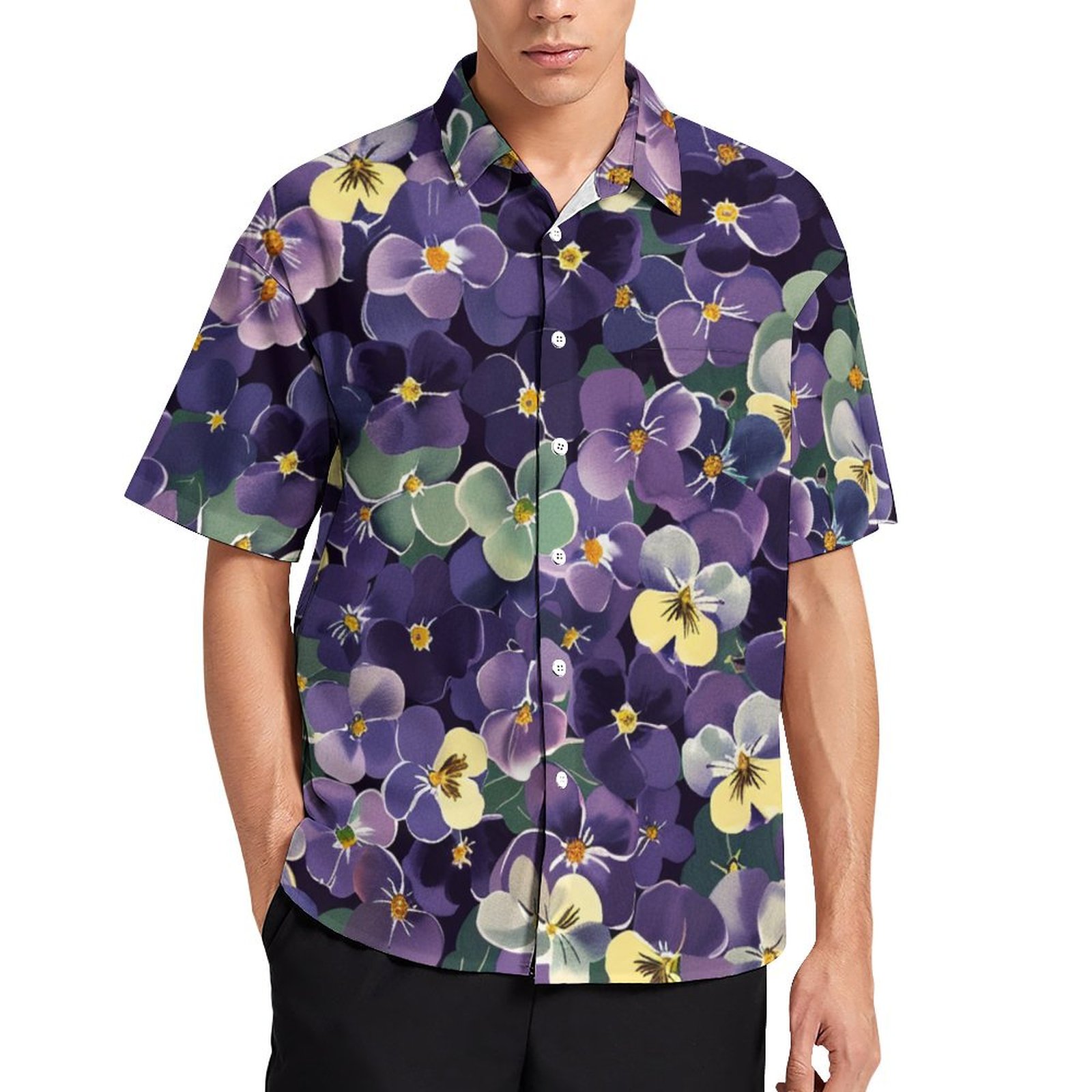 DNAGSB Charming Pansy Ditsy 89 Mens Casual Shirts, Casual Mens Summer