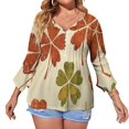 DNAGSB Clover Design63 Women's Long Sleeve Henley Tshirt Button Down
