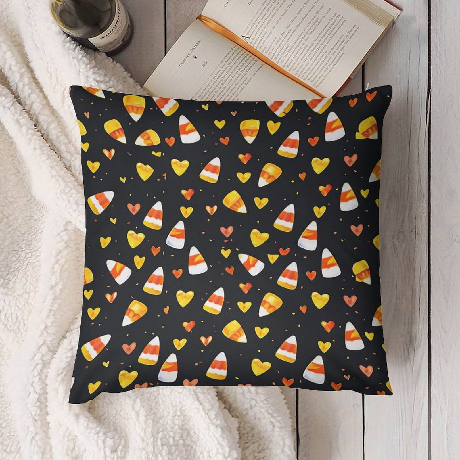 DNAGSB Colorful Candy Corn Heart Motif1164 Throw Pillow Covers 22 "x22