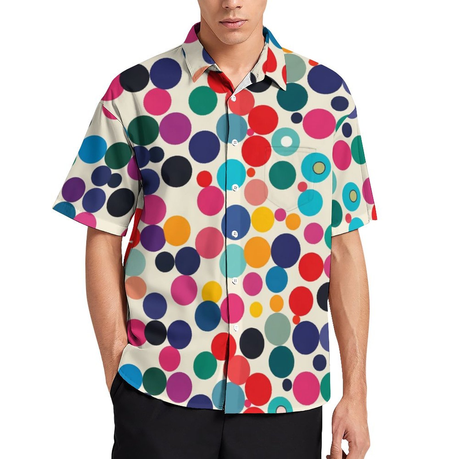 DNAGSB Dotted Pattern46 Mens Casual Shirts, Casual Mens Summer Shirts