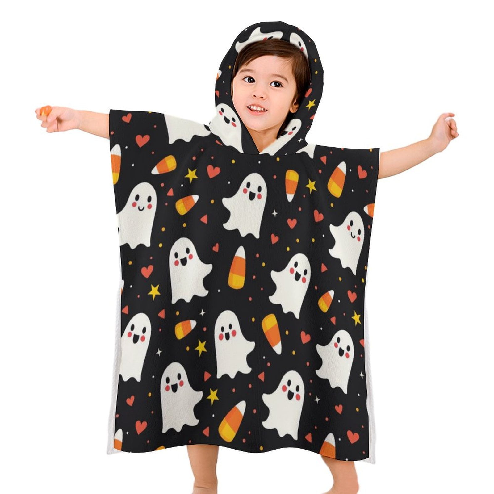 DNAGSB Ghosts Hearts416 Kids Hooded Bath Towel Wrap, Soft Plush