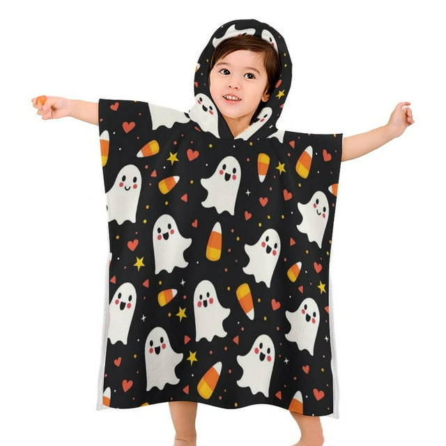DNAGSB Ghosts Hearts416 Kids Hooded Bath Towel Wrap, Soft Plush