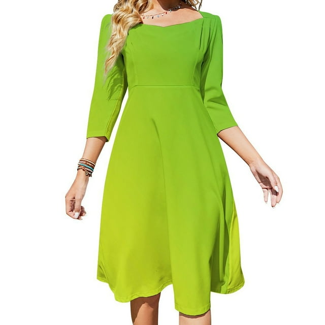 DNAGSB Lime Green to Chartreuse 1674 Women's 3/4 Sleeve High Waist
