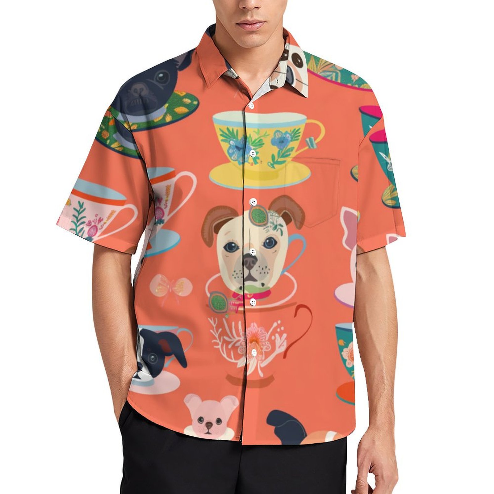 DNAGSB Miniature Dogs Cute 265 Mens Casual Shirts, Casual Mens Summer