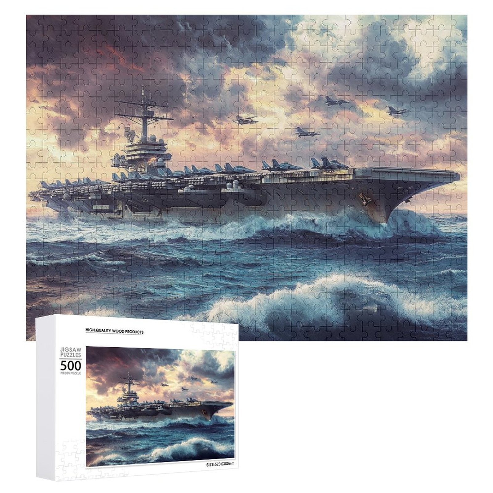DNAGSB Naval Aircraft Carrier at Sea871 Jigsaw Puzzles 500PCS, Wooden