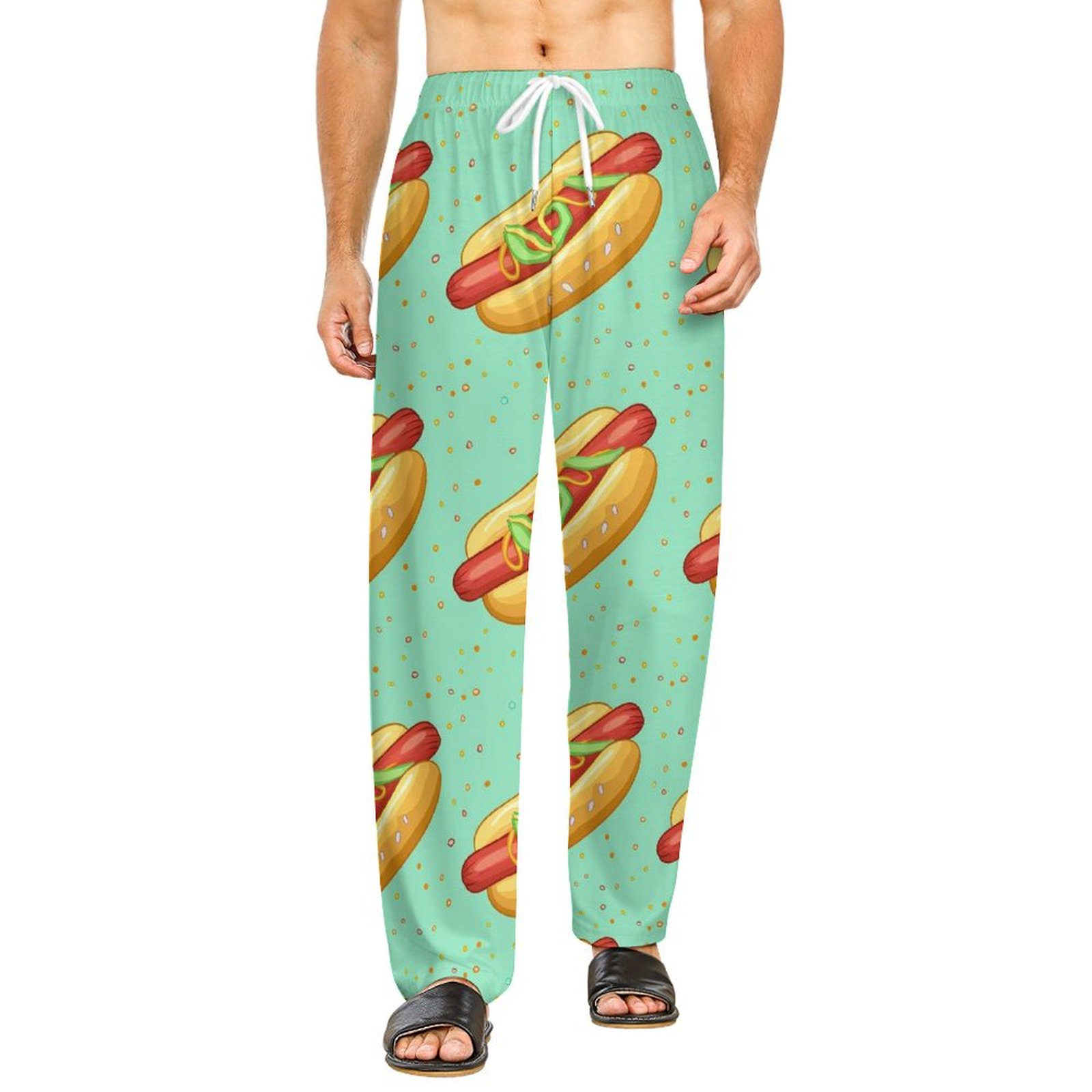 DNAGSB New York Hot Dog507 Mens Pajama Pants, Lounge Pants Pajama