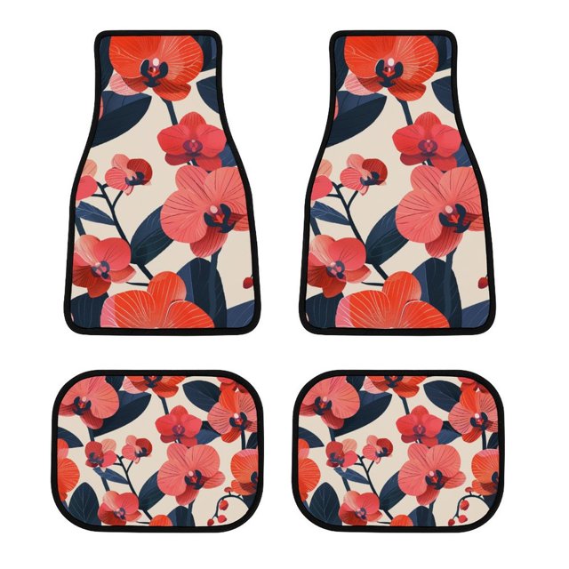 DNAGSB Orchid Flower Themes404 Car Mats Full Set, Split Nonslip 4PCS