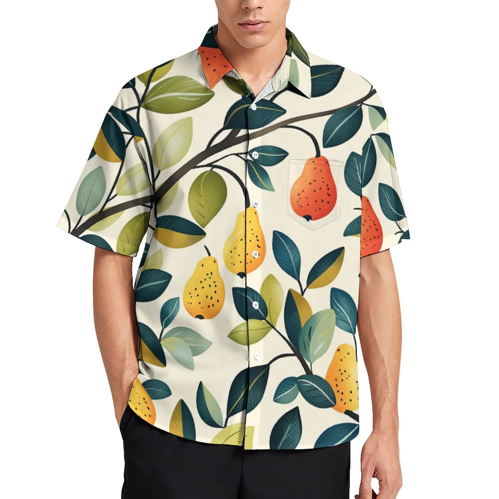 DNAGSB Pear Tree Delight 636 Mens Casual Shirts, Casual Mens Summer