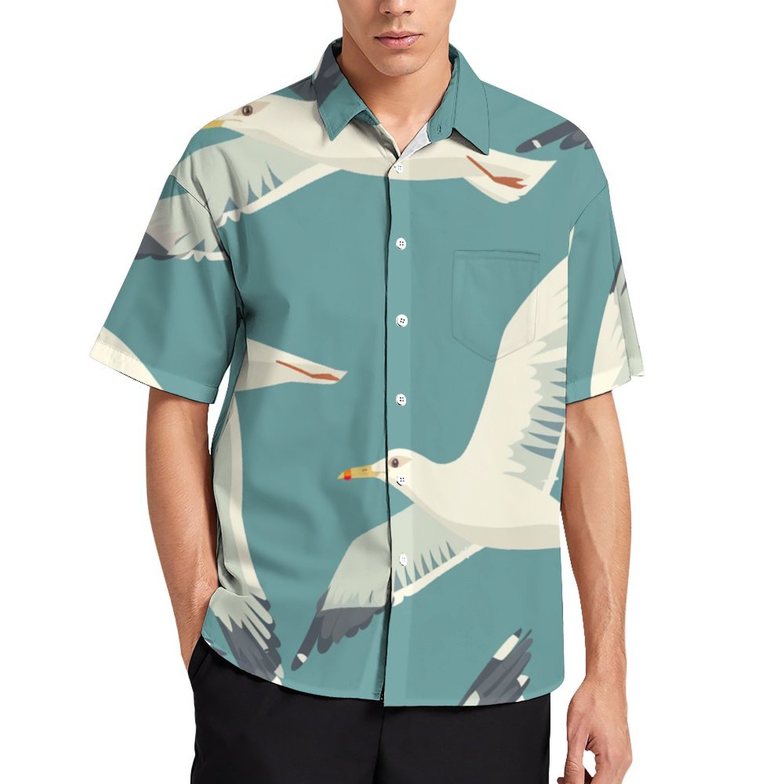 DNAGSB Seagull Refreshing Blend186 Mens Casual Shirts, Casual Mens