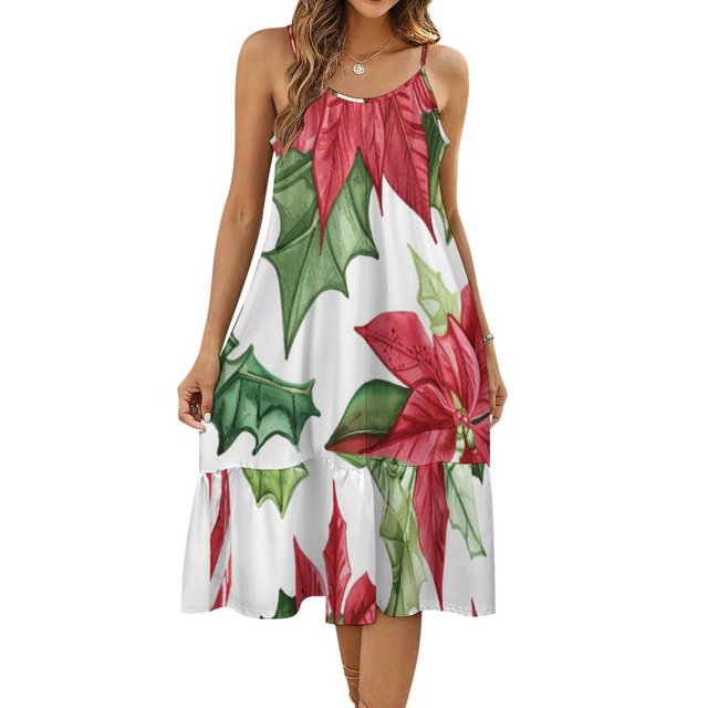 HANSHBDB Candy Flower 142 Women's Maxi Summer Dress , Loose Suspender