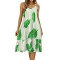 HANSHBDB Chic Mint Leaves 46 Women's Maxi Summer Dress , Loose