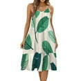 HANSHBDB Chic Mint Leaves 48 Women's Maxi Summer Dress , Loose