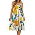 DNAGSBBSN Colorful Yellow Flowers 128 Women's Maxi Summer Dress , Loose