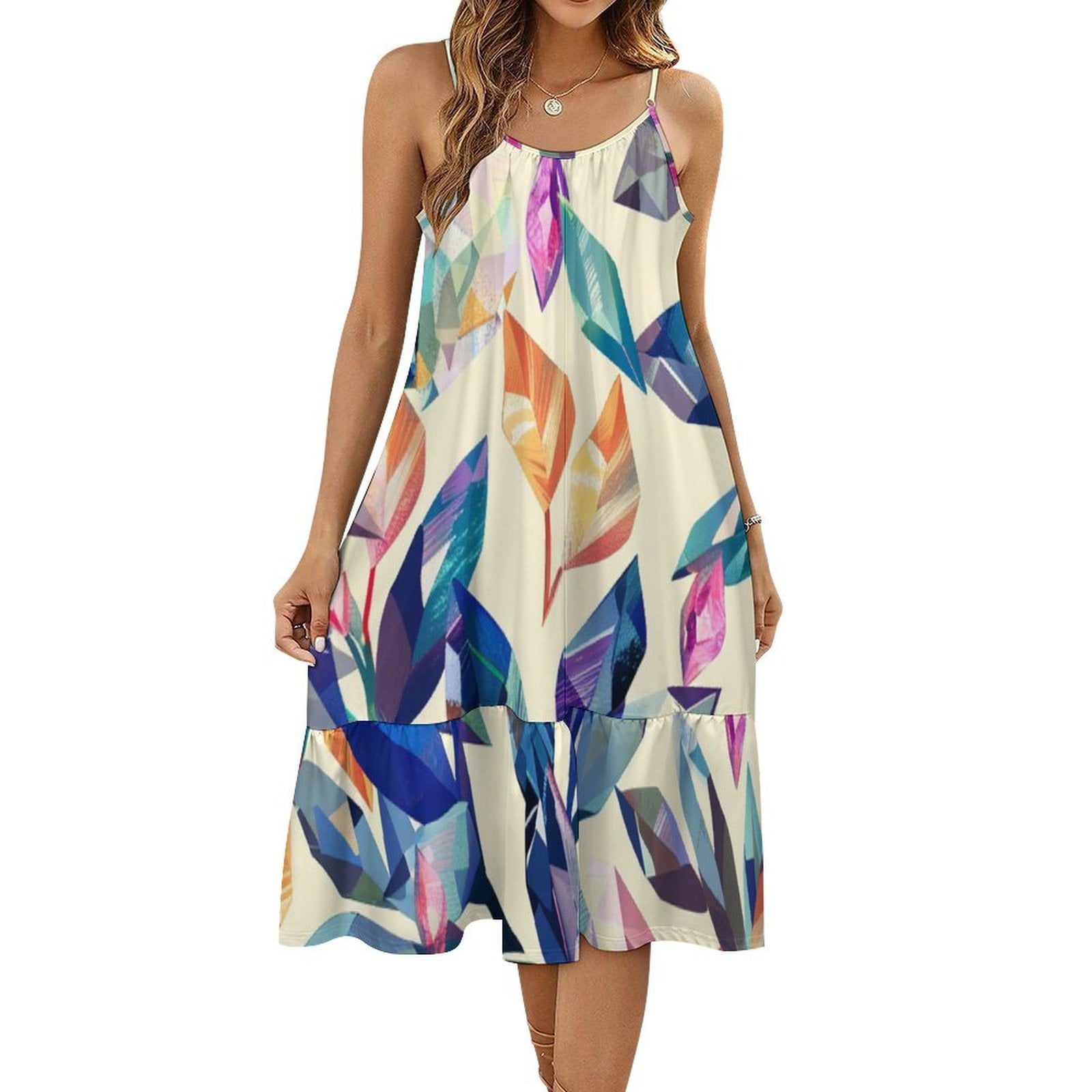 HANSHBDB Decorative Crystal Branches279 Women's Maxi Summer Dress