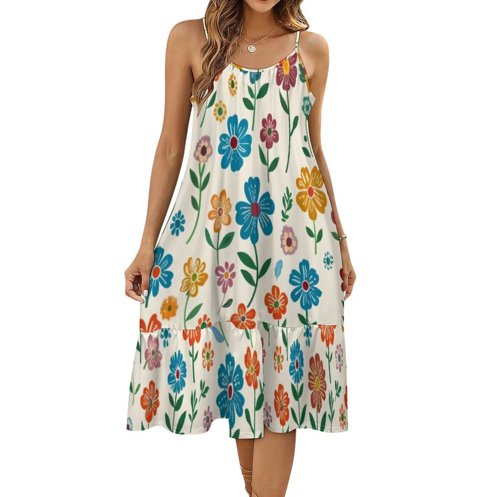 DNAGSBBSN Detailed Broken Flowers 216 Women's Maxi Summer Dress , Loose