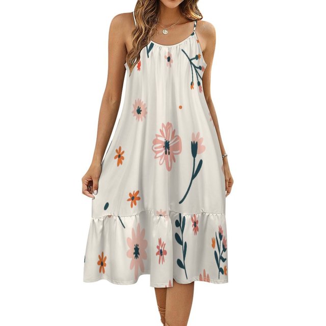 HANSHBDB Elegant Broken Flowers 306 Women's Maxi Summer Dress , Loose