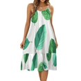 HANSHBDB Elegant Mint Leaves 608 Women's Maxi Summer Dress , Loose