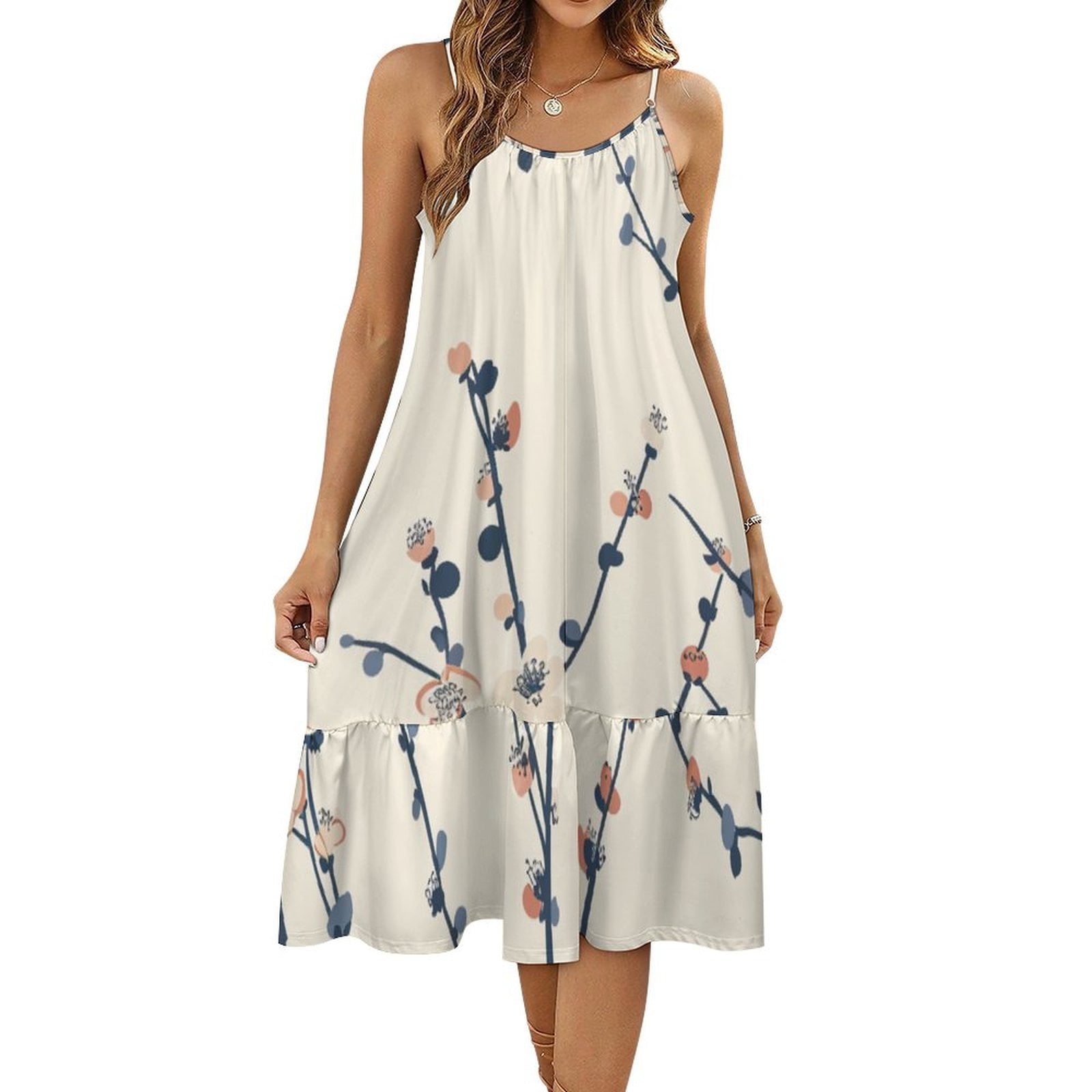 HANSHBDB Flutter Blossom Print 654 Women's Maxi Summer Dress , Loose