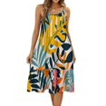HANSHBDB Fresh Botanical Pattern 26 Women's Maxi Summer Dress , Loose