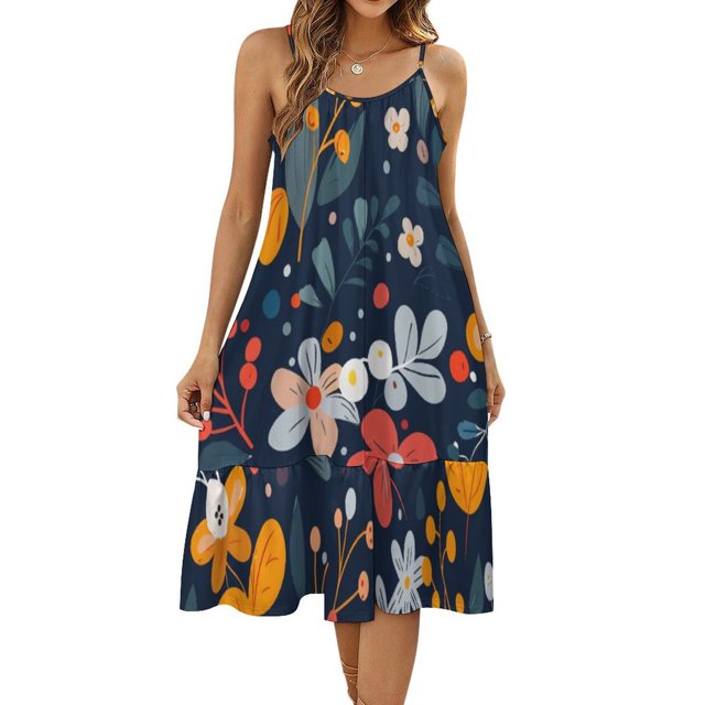 HANSHBDB Holiday Vintage Ditsy677 Women's Maxi Summer Dress , Loose