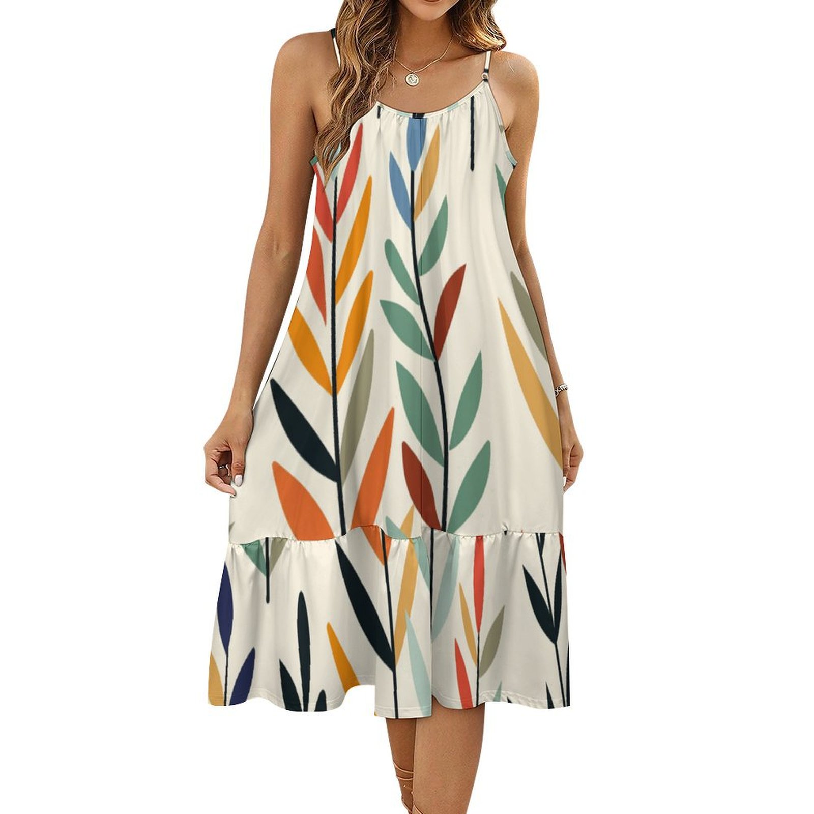 DNAGSBBSN Modern Needle Leaves 354 Women's Maxi Summer Dress , Loose