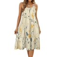 HANSHBDB Pastel Yellow Ditsy988 Women's Maxi Summer Dress , Loose