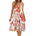 HANSHBDB Red And Orange Floral 1 Women's Maxi Summer Dress , Loose