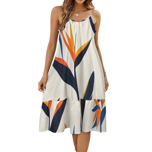 HANSHBDB Sleek Bird Paradise 304 Women's Maxi Summer Dress , Loose