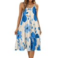 HANSHBDB Vibrant Blue Flowers 656 Women's Maxi Summer Dress , Loose