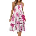 HANSHBDB Vibrant Pink Flowers 728 Women's Maxi Summer Dress , Loose