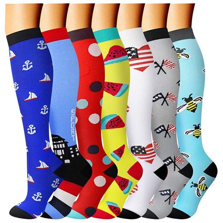 DNAKEN(7 pairs) Compression Socks for Women & Men Circulationis Best Support for Athletic Running,Hiking,Nursing men's compression socks cute compression socks women