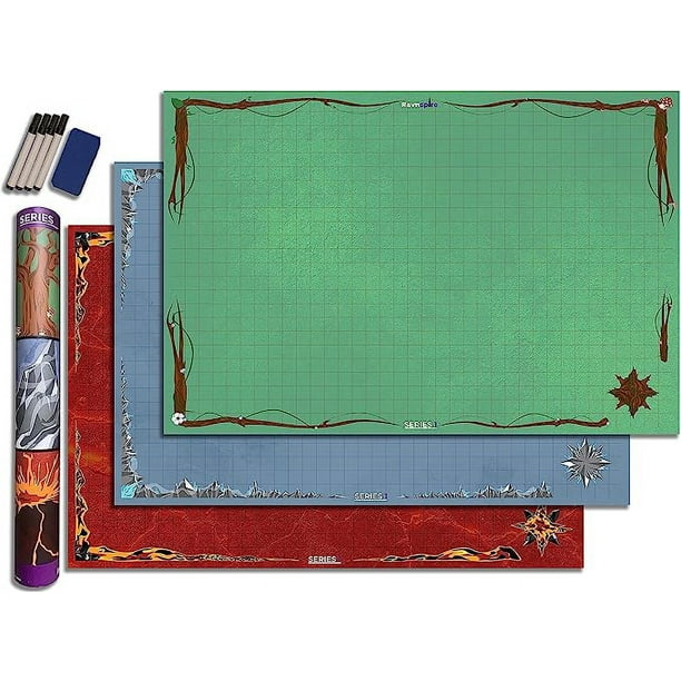 DND Battle Mat 3 Pack Starter Set Accessory for RPG Role Playing Games