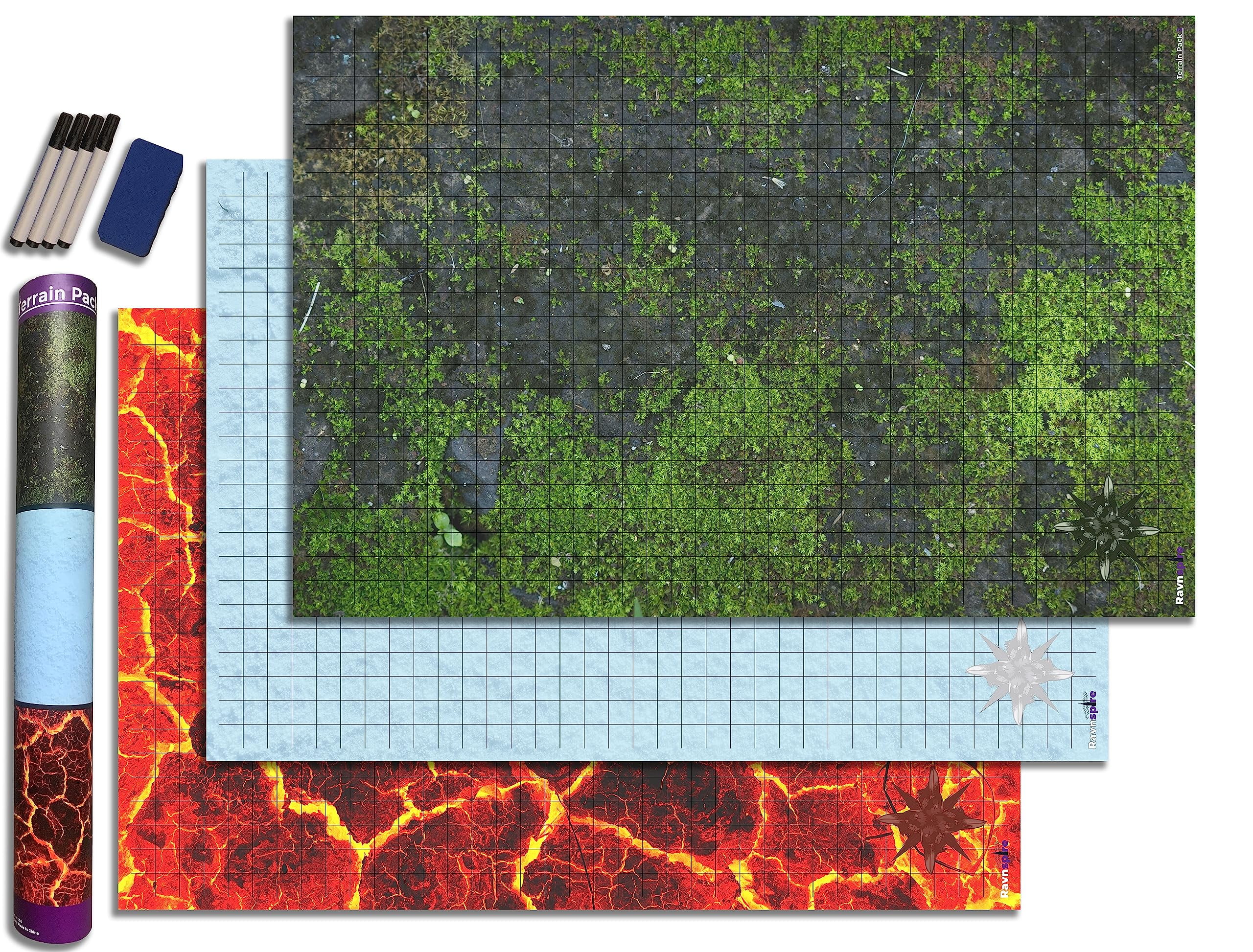 DND Battle Mat 3 Pack Starter Set Accessory for RPG Role Playing Games