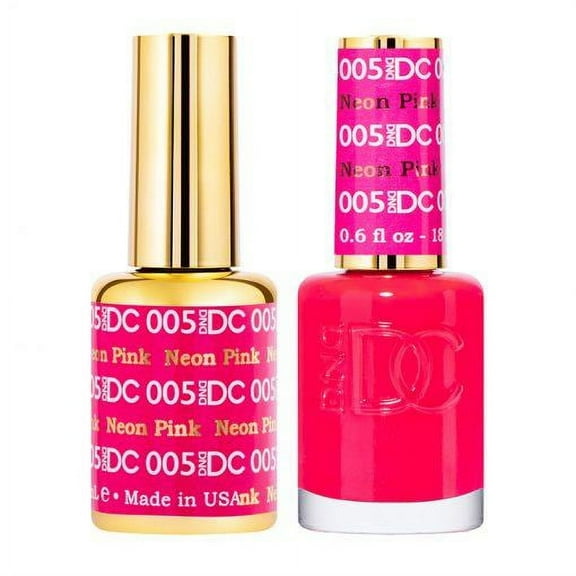 DND DC 005 Neon Pink Gel & Matching Polish Set - DND DC Gel & Lacquer