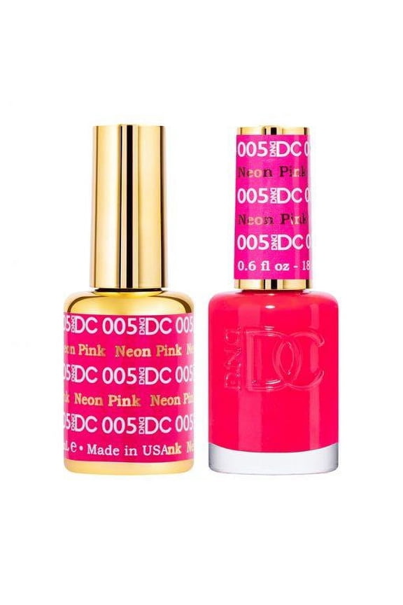 DND DC 005 Neon Pink Gel & Matching Polish Set - DND DC Gel & Lacquer