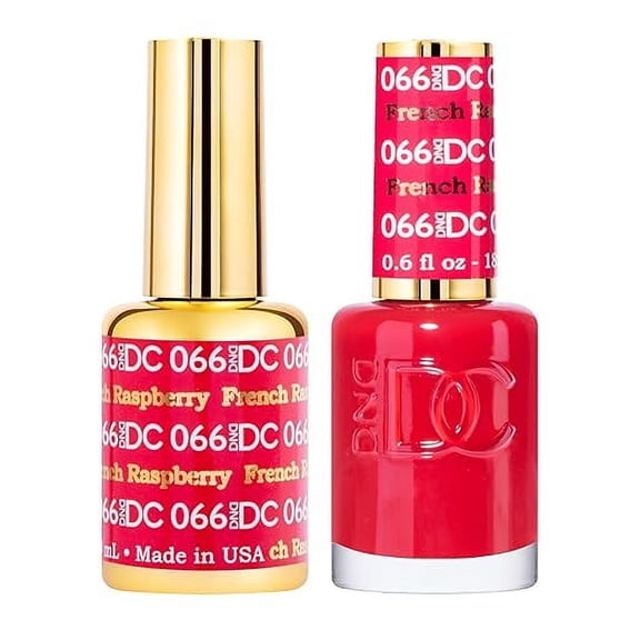 DND DC Gel Polish AIF9 Set, Red Collection, UV/LED Gel Polish and Air Dry Nail Lacquer, Matching Chip-Free Polish Duo, 066 French Raspberry, 0.5 Fl Oz