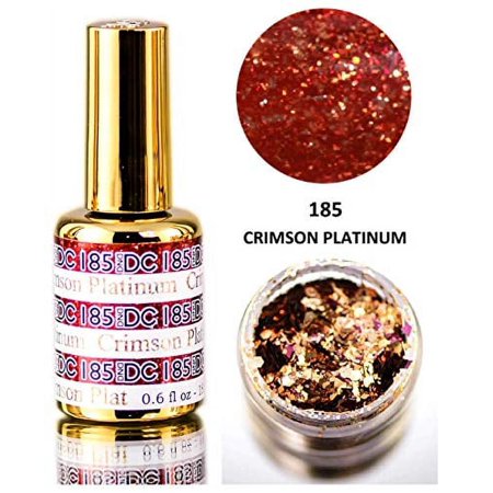 DND DC PLATINUM Gel Polish, Premium Gel Polish for Nails Containing Glitter, Daisy Nails (with bonus side Glitter) Made in USA (Crimson Platinum (185))