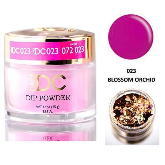 DND DC Pinks DIP POWDER for Nails 1.6oz, 45g, Daisy Dipping (with bonus side Glitter) Made in USA (Blossom Orchid (023))