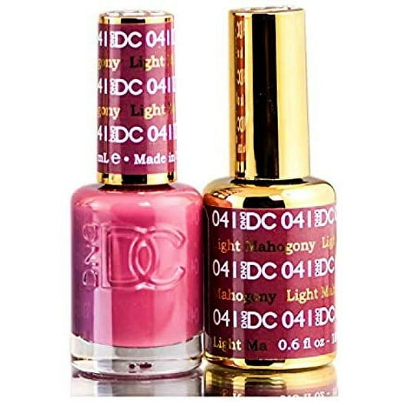 DND DC Pinks GEL POLISH DUO, Gel Lacquer 0.5 oz + Matching Nail Polish Color 0.5 oz, Daisy Nails (with bonus side Glitter) Made in USA (Light Mahogany (041))