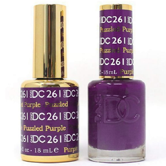 DND DC Soak Off Gel Polish + Matching Nail Polish Duo 261 Puzzled Purple