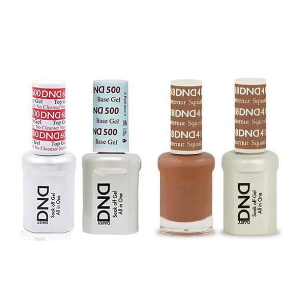 DND Daisy Nail Design Gel Polish 4ct Combo - Base, No Cleanse Top, Gel, & Lacquer - Butternut Squash 418