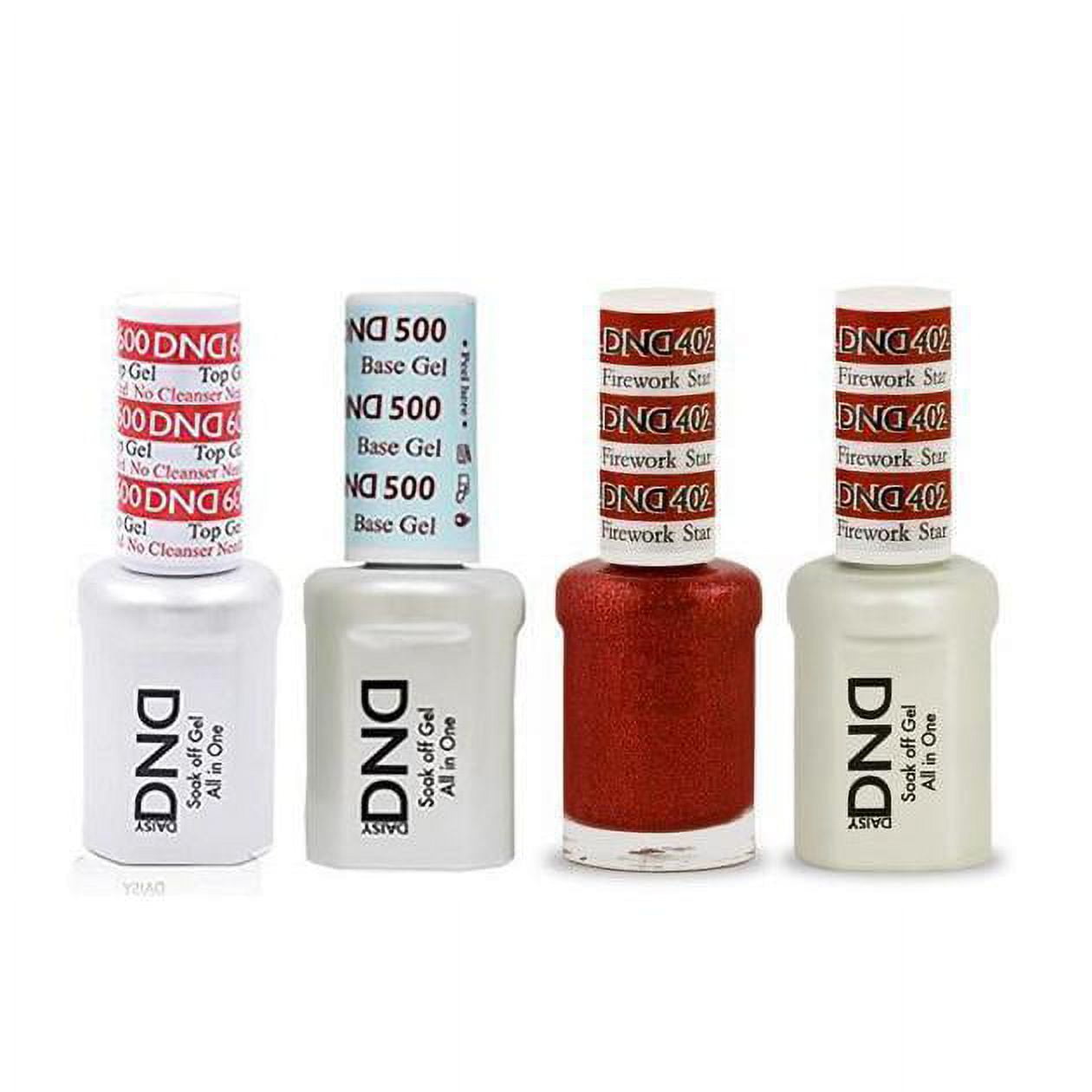 DND Daisy Nail Design Gel Polish 4ct Combo - Base, No Cleanse Top, Gel, & Lacquer - Firework Star 402
