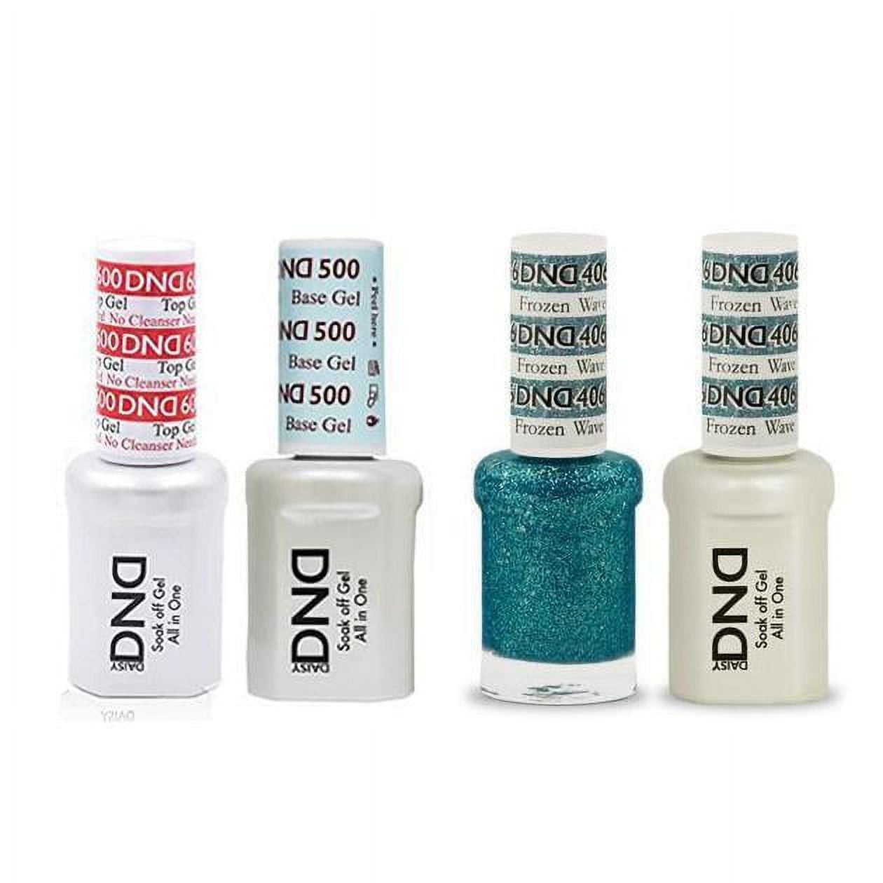 DND Daisy Nail Design Gel Polish 4ct Combo - Base, No Cleanse Top, Gel, & Lacquer - Frozen Wave 406