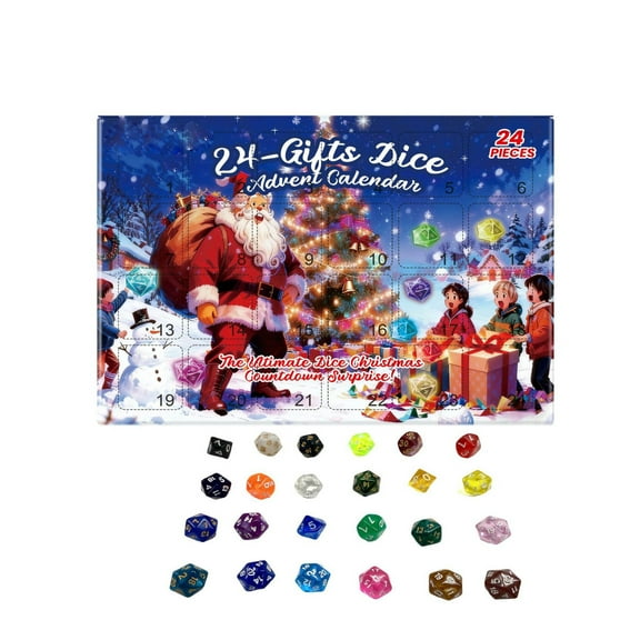 DND Dice Advent Calendar 2025, 24 Days Christmas Countdown Gift with Dice Set, D&D Dice Advent Calendar Set, Suitable for RPG for MTG, Role Playing Table Game Lover Adults