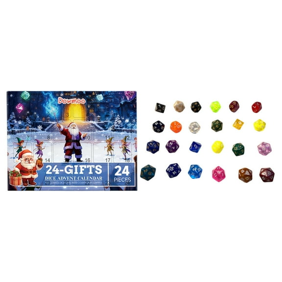 DND Dice Advent Calendar 2025, Christmas Advent Calendar D&D Dice Set, 24 Days Christmas Countdown Gift for Men Boys, Suitable for RPG, MTG, Role Playing Table Game Lover,Adults, Teens