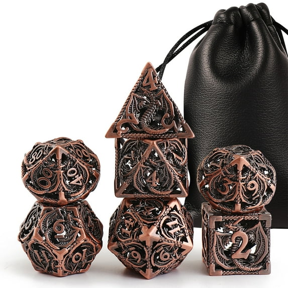 DND Dice Hollow D&D Metal Dice Dungeons and Dragons Dice Set with Gift Box RPG MTG Pathfinder copper