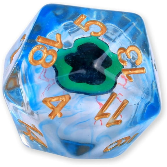 DND Dice Rolling Eyeball D20 Dungeon & Dragon Dice with a Green Bloodshot Eyeball, D20 Blue Polyhedral Dice-5e DND Accessories Board Game for Roleplay Game Starter Beginner