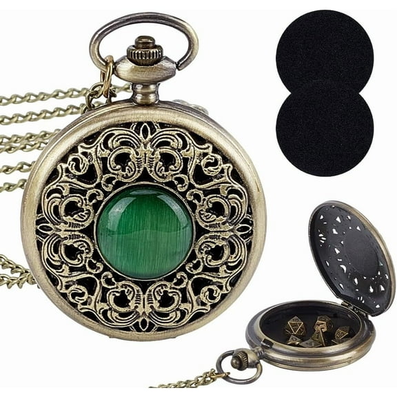 DND Dice Set 7pcs Mini Metal Dice with Case Hollow Gemstone Case with Chain